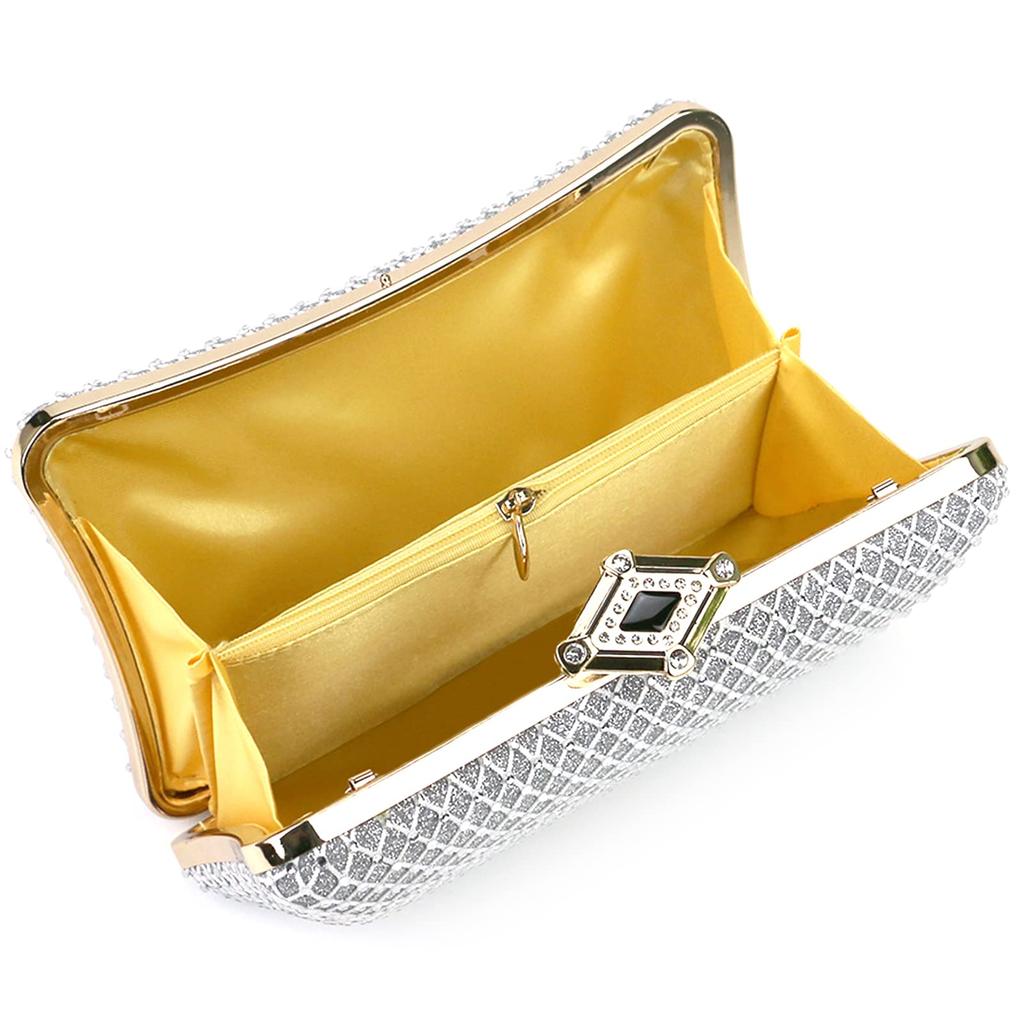 NICOLE & DORIS Women's Sparkly 2-Way Mini Shoulder Bag, Handbag, or Clutch Bag for Weddings, Lightweight, Waterproof, with Shoulder Chain, Elegant
