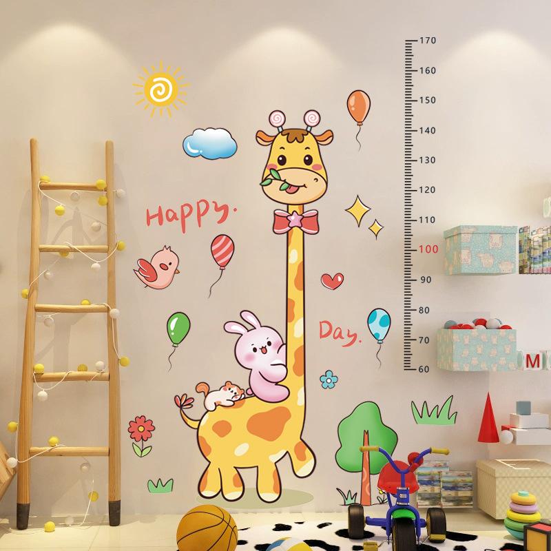 Cartoon Height Sticker Giraffe Baby Measuring Height Sticker Children Room Decoration Wall Sticker Self-adhesive XY9048