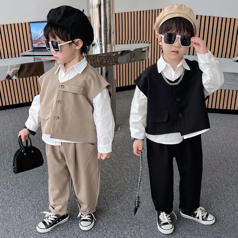 Frühlings-Outfit-Set für Jungen: Stilvolles Baby-Anzugwesten + Hosen-Set