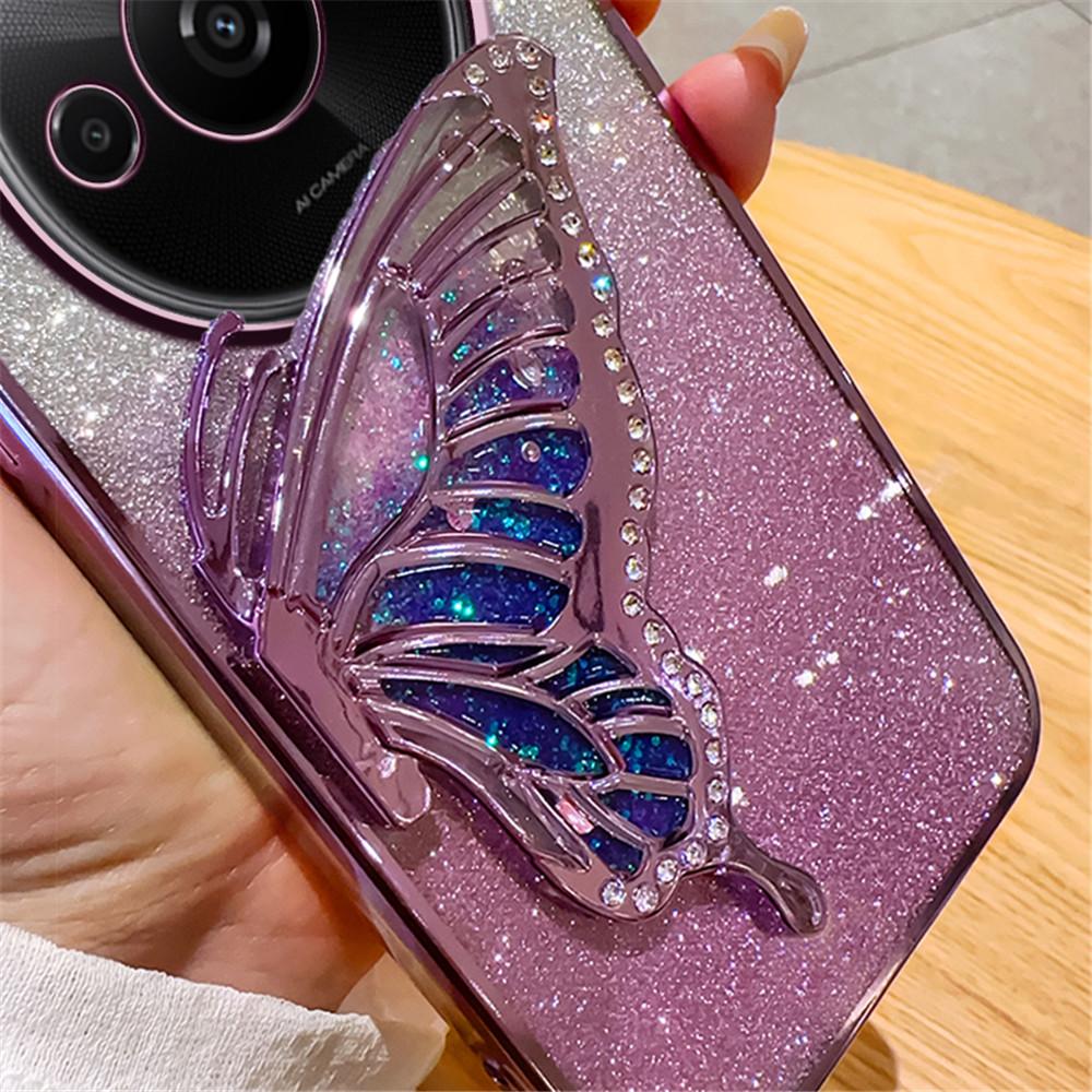 Gradient Butterfly Quicksand Phone Case For Xiaomi Redmi 9A 9C 10A 10 10C 12 13 4G 12C 13C 4G 13C 5G A3 A1 A2 Plus Soft Cover