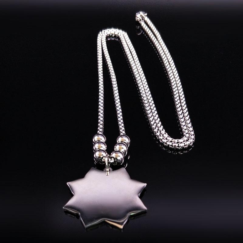 Lotus Stainless Steel Buddhist Hindu Symbol Necklace Women Silver Beads Long Necklace Jewelry