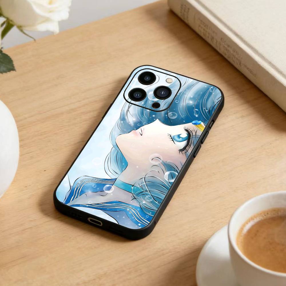 Cartoon D-Sailor M-Moons Phone Case For iPhone 16,15,14,13,12,17,Pro Max,Plus Silicone Black Case