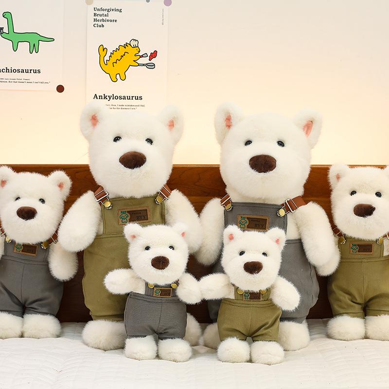 Cute West Highland Dog Plush Toy Can Be Taken Off Overalls Puppy Doll Doll Comforting Sleeping Doll