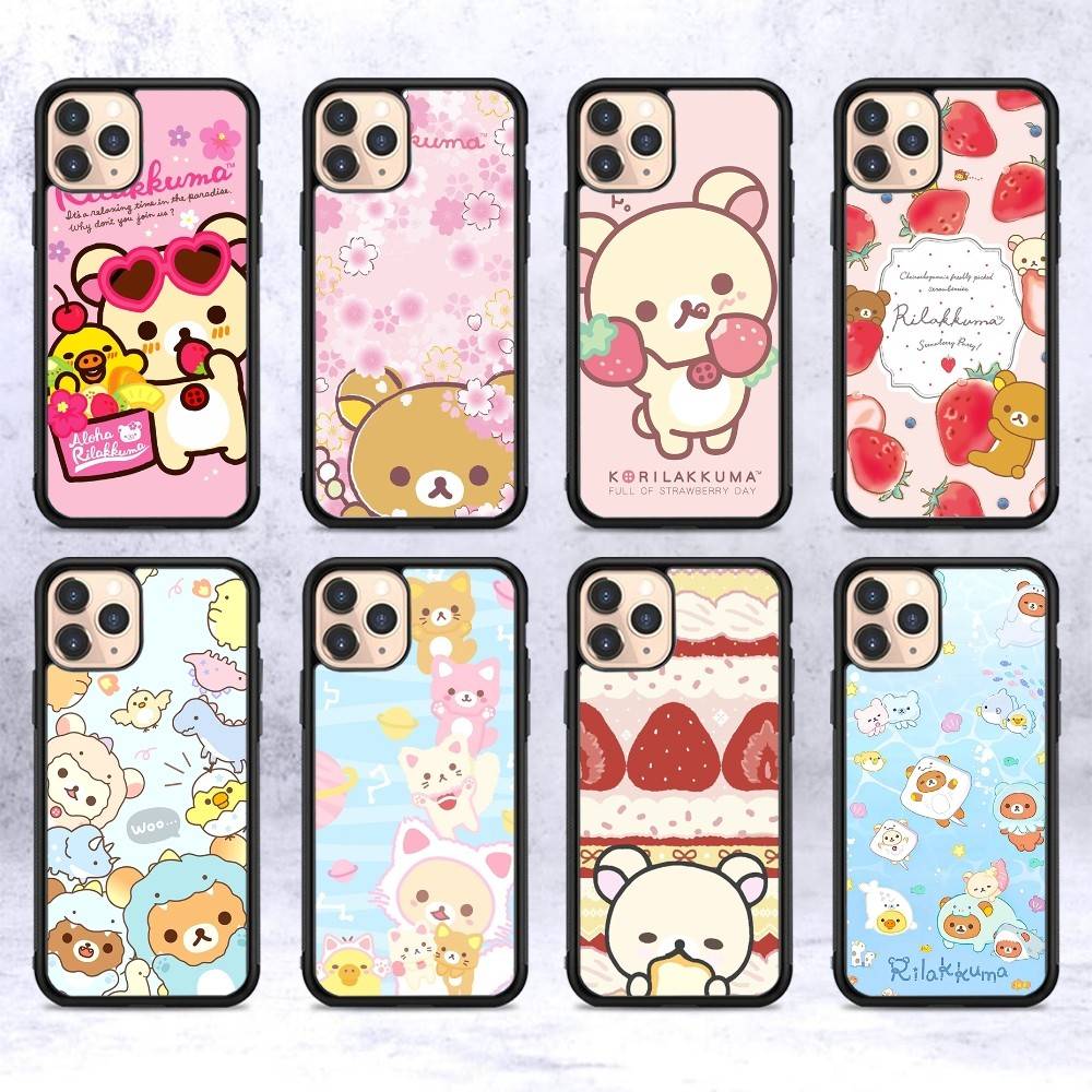 Anime Cute Cartoon Rilakkuma Movie For IPhone 17 16 15 14 13 12 11 Mini Pro Max Plus PC+TPU Back Phone Cover