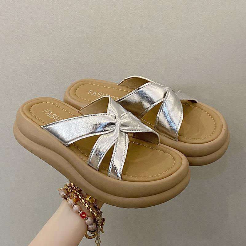 2025 Summer New Outer Wear Fairy Style with Skirt Platform Beach One-word Sandals New Chinese Cross Cool Slippers Woman