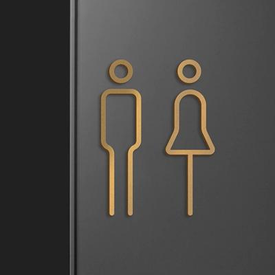 1 Paar Schwarz Gold Farbe Toilettenschild Messing Waschraumtür Wandetikett Aufkleber WC Halter Beschilderungstafel