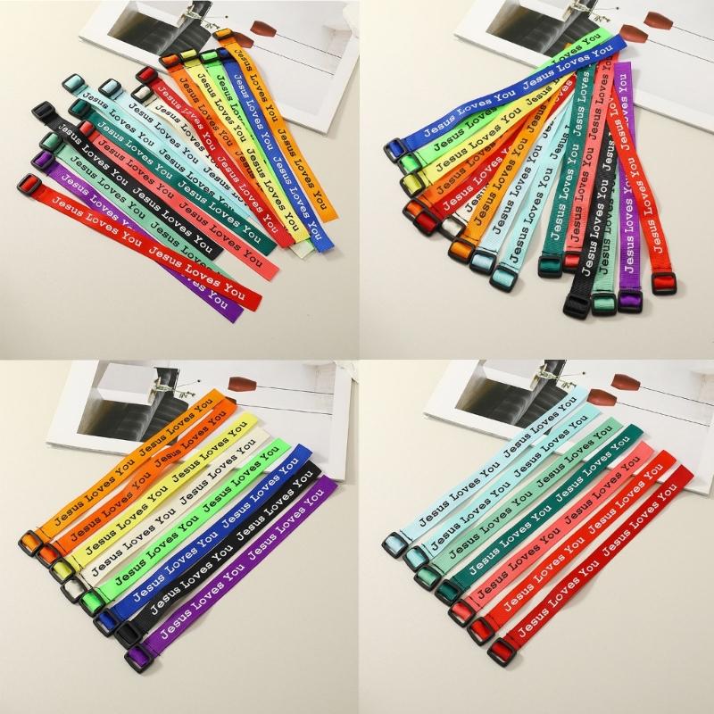 15Pcs Jesus Loves You Webbing Bracelets Woven Bracelet Religious Bracelets Adjustable Wristbands for Men Women Kids Gift