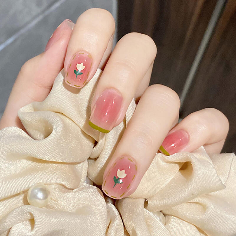 Watercolor Pink Flower Nail Tips [24tips] N344