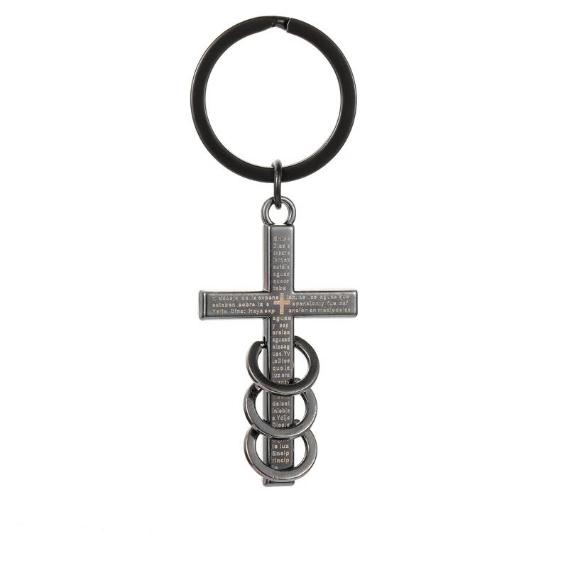 

Guardian Cross Keychain Three Ring Laser Design Hip Hop Fashion Style Practical Personality Bag Charm