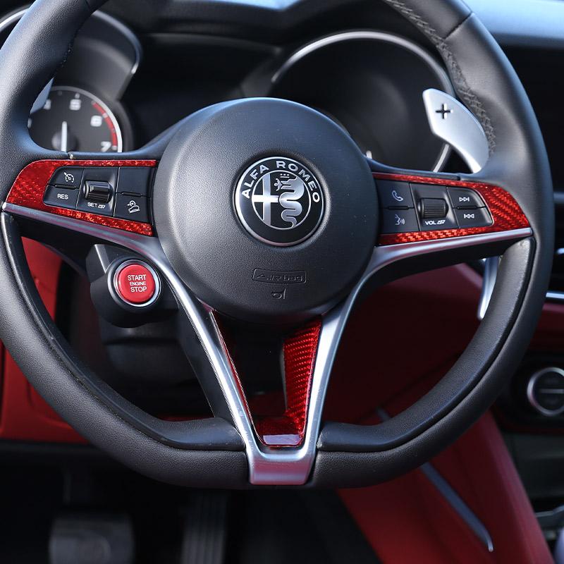 Real Carbon Fiber For Alfa Romeo Stelvio Giulia 2017-2019 Car Steering Wheel Decorative Frame Sticker Car Interior AccessoriesDA4