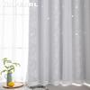 A Set of NAPEARL Grey Hollow Star Blackout Curtain and Lace Sheer Curtains Double-layer Short Curtains for Living Room Bedroom Home Decor