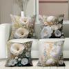 Floral Patterned Throw Pillows With White Flowers Decor Polyester pillowcase, sofa decorative cushion cov Headboard Pillow