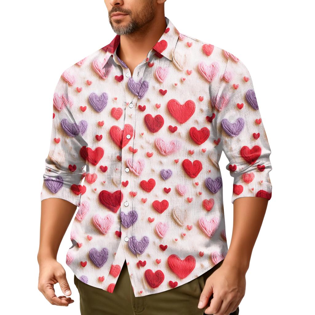 Camicia casual da uomo a maniche lunghe, ampia e alla moda, con risvolto