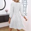 Women's Summer Polka Dot Temperament V-neck Long-sleeved Dresses