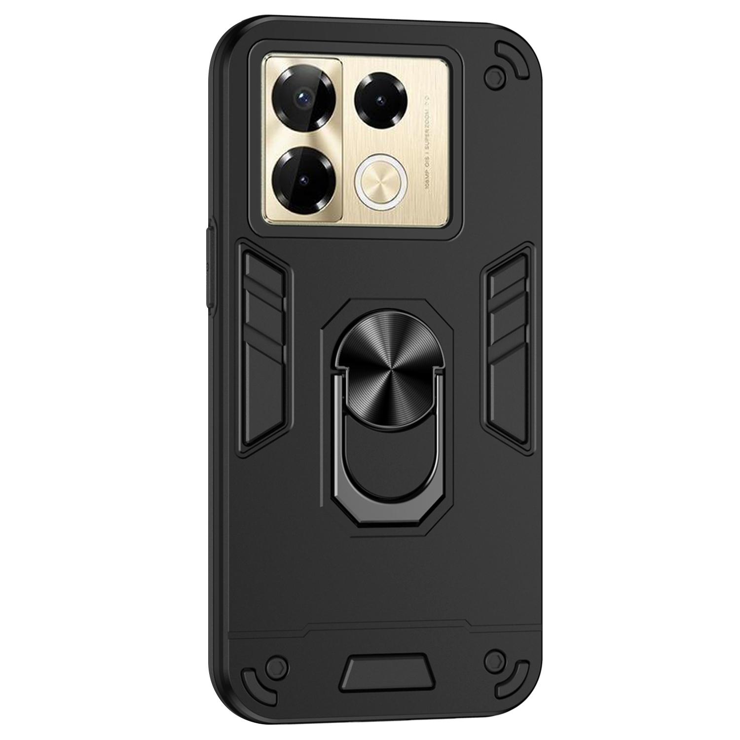 

Для Infinix Note 40 Pro 4G чехол-подставка PC+TPU чехол для телефона поддержка автомобильного крепления Black