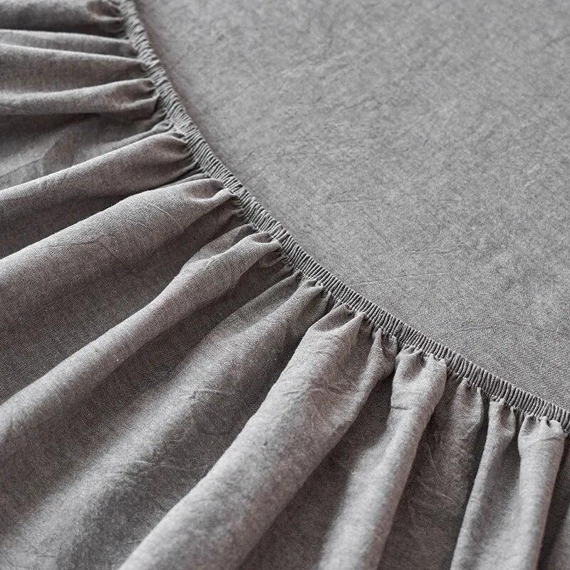 Class A Cotton Yarn-dyed Fitted Sheet, Washed Cotton Bedspread, Solid Color Mattress Protective Cover, 90x200/150x200 Bedspread