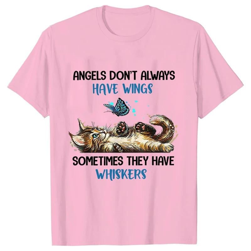 Unisex Blouse Funny Animal Jokes Cartoon Tshirts Angels Dont Always Have Wings Graphic Female Clothing Unisex Tee Shirts Tops