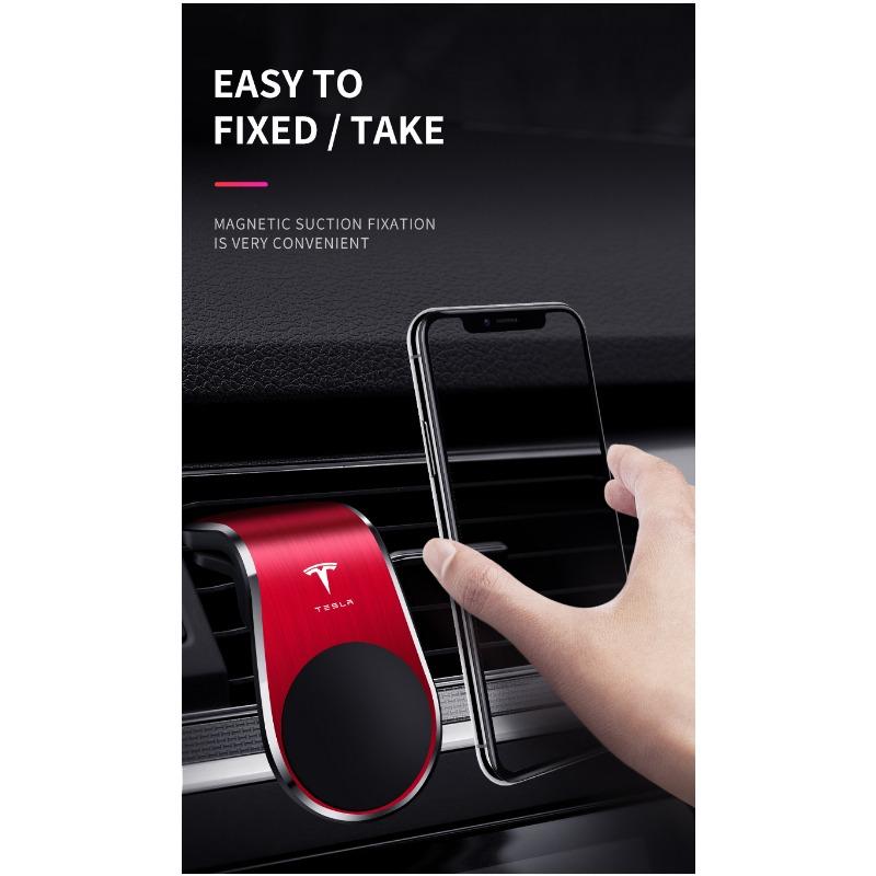 Car Magnetic L-shaped Car Dedicated GPS Phone Holder Emblem For Tesla Model 3 Model X S 2016-2023  Model Y Decals TM3 TMX