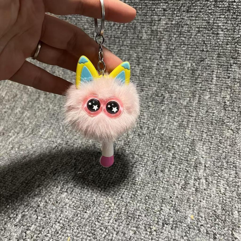 Cartoon Hairball Cat Pendant Decorative Cute Elf Small Briquettes Keychain Kawaii Plush Cat Plush Ball Key Chain Women Men