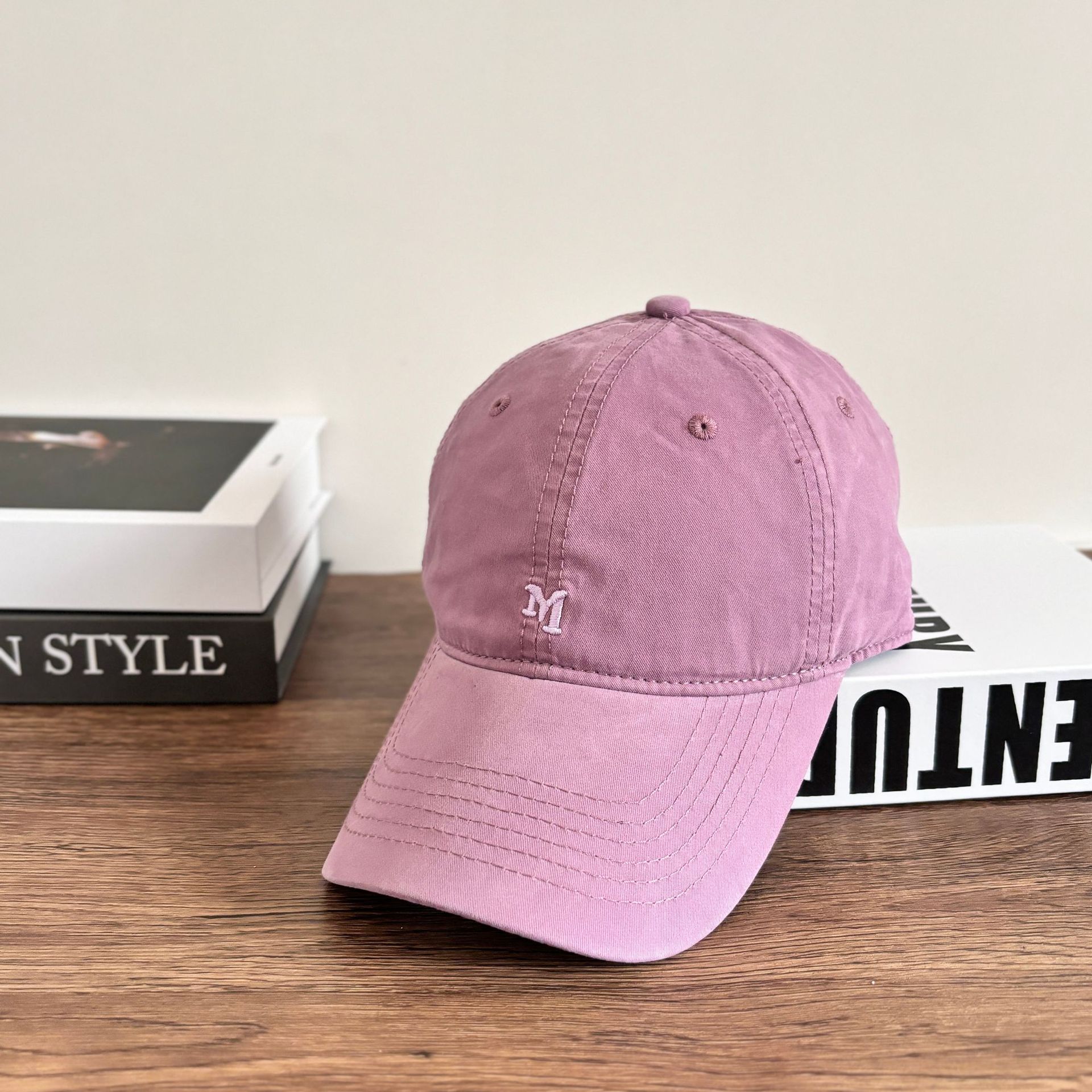 

Уличная мода универсальная бейсболка с вышитыми буквами стираная кепка для мужчин и женщин пар универсальная повседневная защита от солнца M（56-58cm） розовый