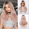 Platinum 613 Blonde Wig Long Wavy Synthetic Wig with Bangs Curly Mixed Golden for Women Cosplay Party Daily Use Heat Resistant