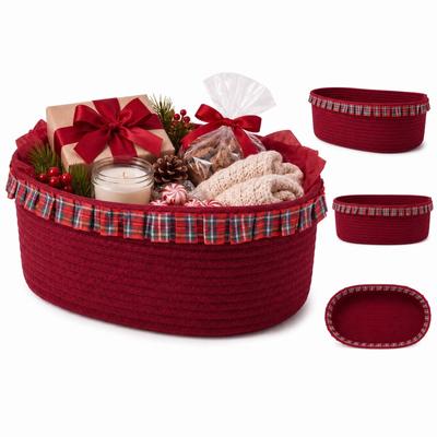 Christmas Cotton Rope Storage Basket, Woven Storage for Toys and Snacks, Basket