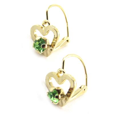 [N3776] - Gold Plated Sleepers 'Love' Golden Green