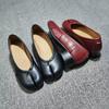 Women's Chunky Heel Mary Jane Split-Toe Shoes: New Retro Pleated Design Ballet Flats