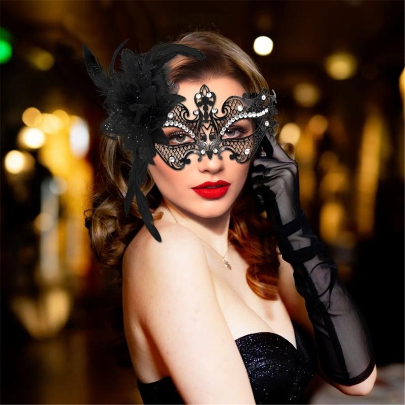 Women Masquerade Mask with Rhinestones Ball Prom Mask Venetians Party Mask Half Face Lace Mask Eyemask Mardi Gras Mask
