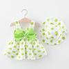 A732 Kleid mit Erdbeerdruck mit Hut – Frisches Kleid für Kleinkind-Babymädchen
