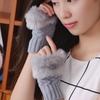 1 Pair Women Gloves Solid Color Fuzzy Plush Warm Winter Mittens for Daily Wear