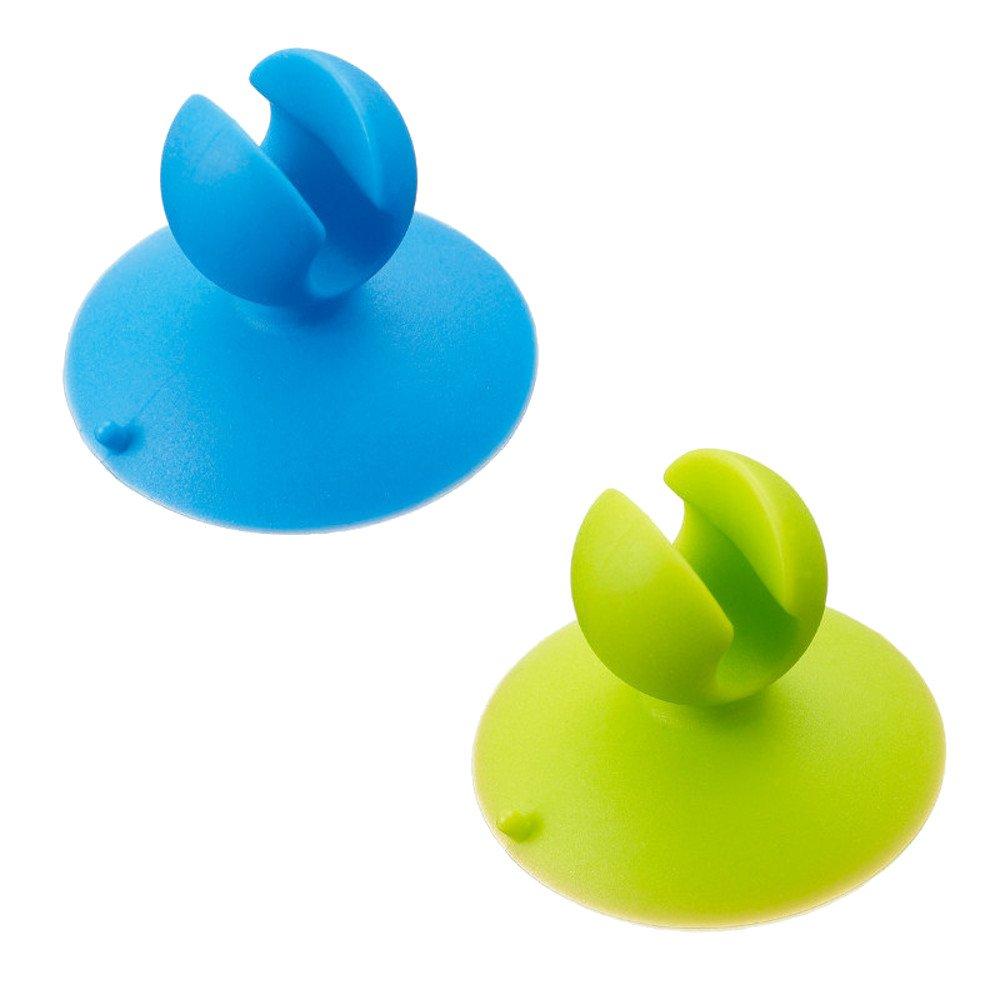

marna COLOR SPICE Various Blue and Set of Toothbrush Stand Wall Suction W444B Catchers, Green, 2, (Cord Storage, Storage), Cup,
