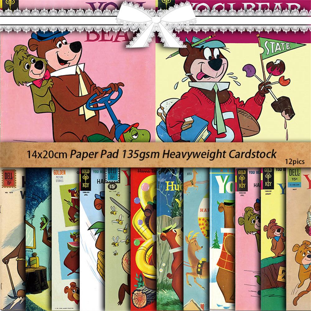 Ретро-дневник Йога-медведь: 12-листовые европейские и американские коллажные бумажные наклейки-основы для DIY
