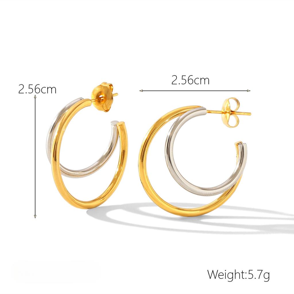Yori 2025 New Gold Silver Mix Color Geometric Stainless Steel Earrings Waterproof and Hypoallergenic Summer Party Jewelry