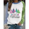 Shoulder sleeves autumn winter letter loose 3D printed long sleeved round neck sweatshirt Pullovers & Long Sleeves (women’s)