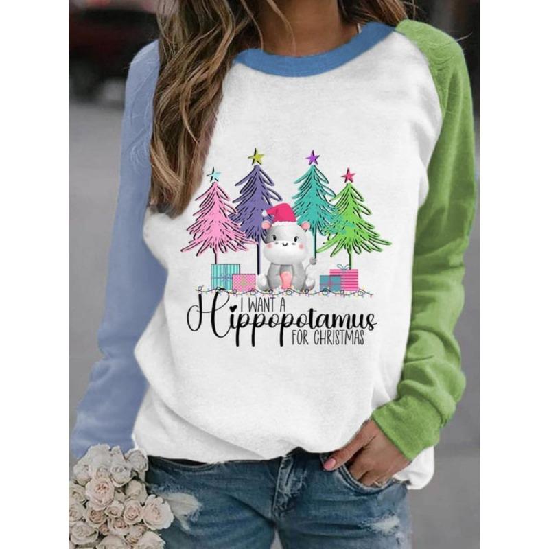Shoulder sleeves autumn winter letter loose 3D printed long sleeved round neck sweatshirt Pullovers & Long Sleeves (women’s)