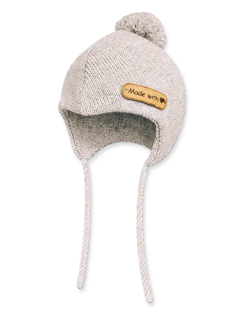 Baby Hat 34-36 Double Tied With Pompom Spring Autumn Light Beige