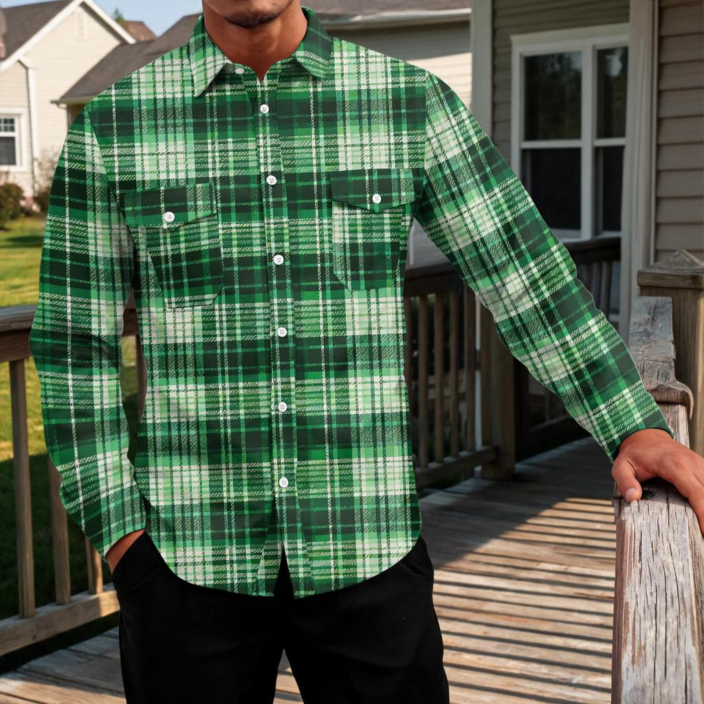 Men's Basic Long Sleeve Shirt with Two Pockets