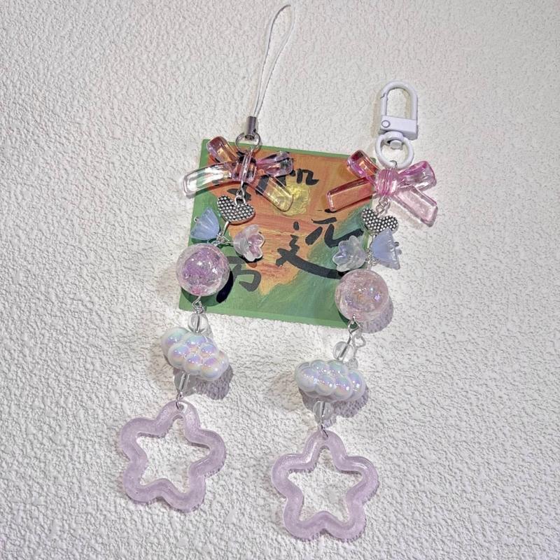 Keychain Lanyard String Star Heart Bowknot Phone Chain Lanyard Y2K Bowknot Charm