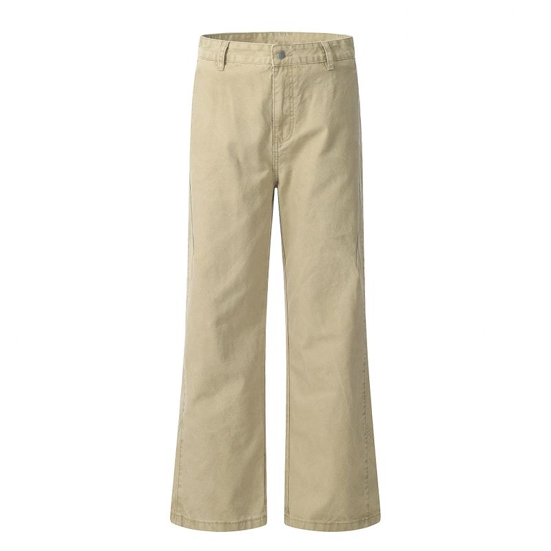 Kisko American Retro Distressed Versatile Straight-Leg Work Pants for Men and Women, Simple Cleanfit Casual Trousers