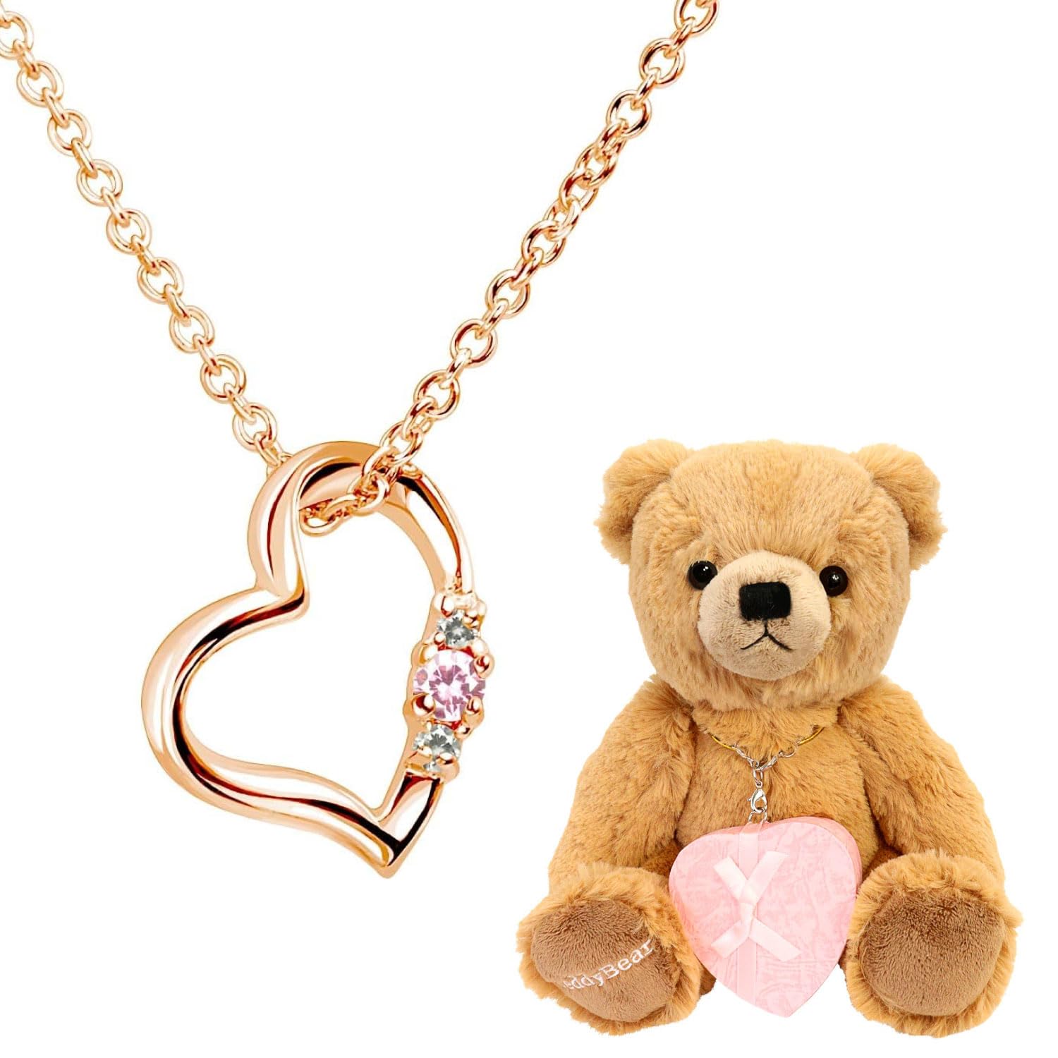 

Natural Diamond Love Heart Necklace for Pink Pink Tourmaline Teddy [Sears] Women, Color, (Октябрь), Bear, Brown, 1491p-tdt-01-b10