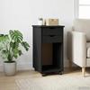 Rolling Cabinet Black 34 x 39 x 65.5 cm Solid Pine Wood