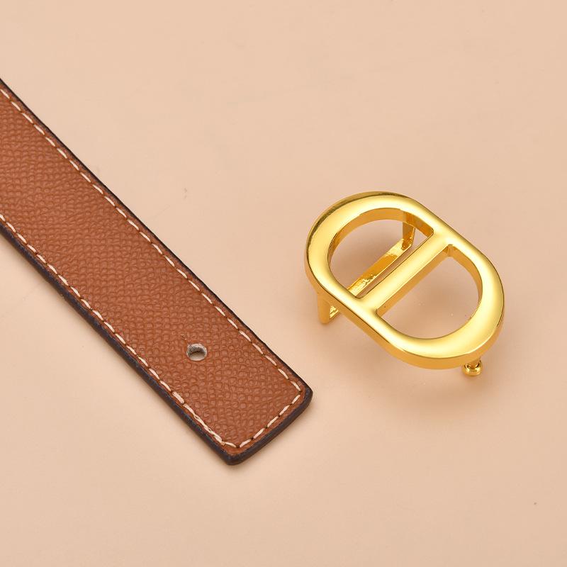 Belt Women'S Leather Thin Belt Decorative Dress Summer Smooth Buckle Waist Skinny Belt