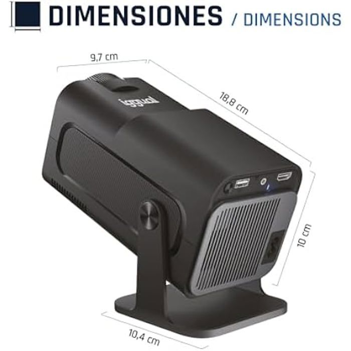 Projecteur Mini LED - IGGUAL - MP1080p - Full HD - WiFi - Bluetooth - 300 ANSI Lúmenes