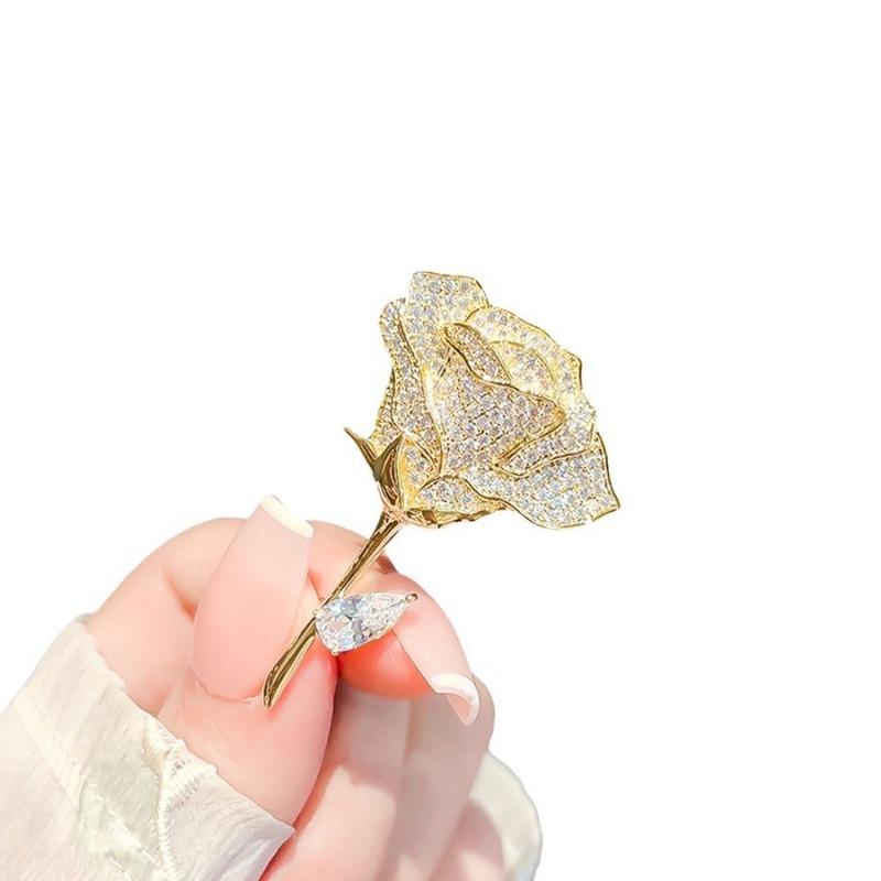 Exquisite Rose Brooch Niche High-end Luxury and Elegant Brooch Fashionable Suit Pin