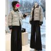 2025 Winter Chic Color Block Patchwork Cardigan Coat - Women's Cotton Jacket, Effortless Style