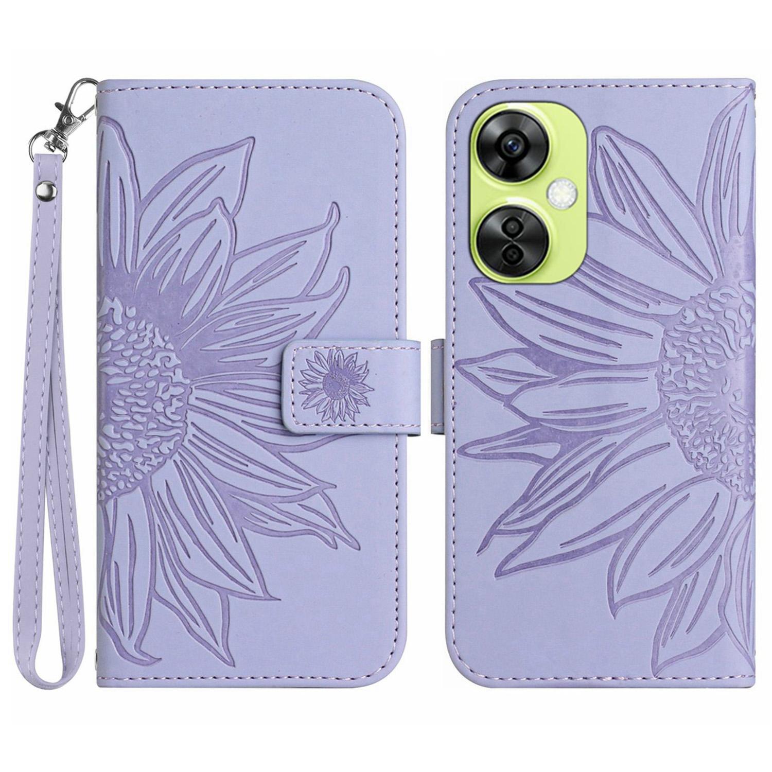 

HT04 Для OnePlus Nord CE3 5G/Nord CE 3 Lite 5G/Nord N30 5G Чехол-кошелек с подставкой, кожаная обложка с ремешком на руку Light Purple