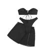 New European and American Swimsuit, Three-piece Set of Solid Color Metal Buckle Women's Split Bikini Swimsuit