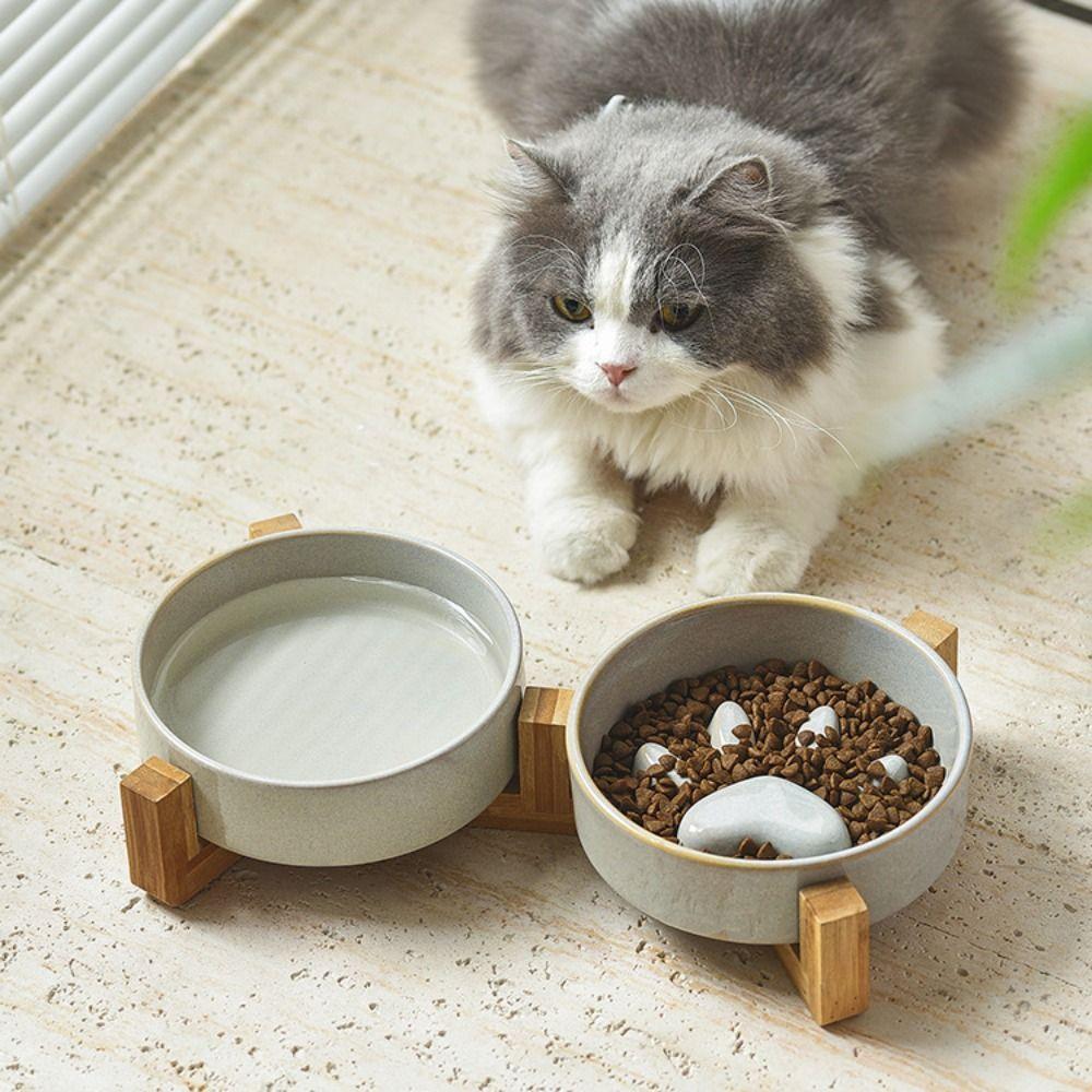 Niedliche Keramiknapf im japanischen Stil für Haustiere, Katzenpfoten-Design, Anti-Schling-Napf, Langsamfresser-Napf für Katzen, Anti-Umkipp-Napf, Runder Wassernapf für Haustiere, Hunde und Katzen