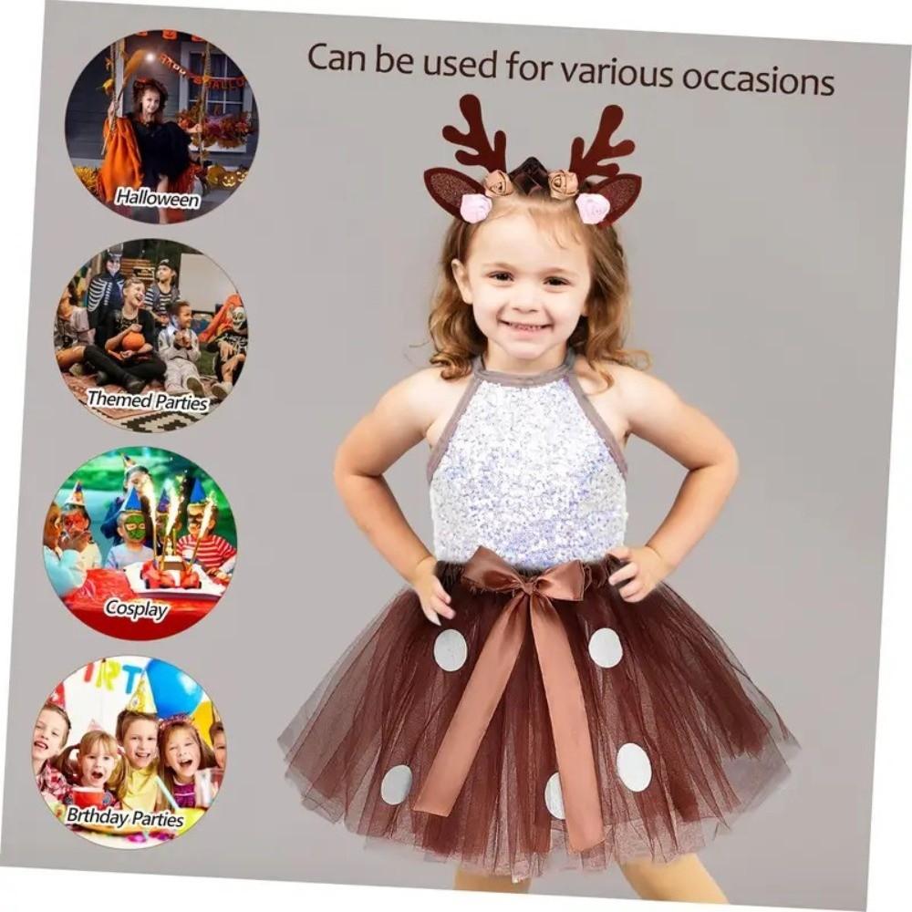 Brown Deer Reindeer Tulle Skirt Christmas Costume Tutu Dress Cute Girl Tutu Skirt  Party